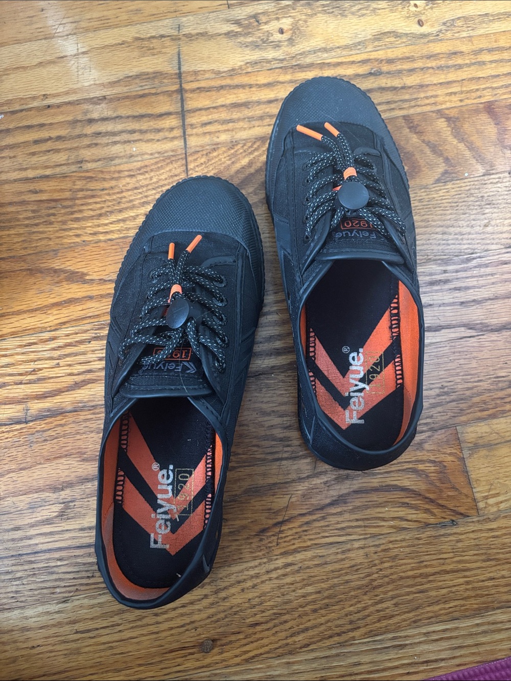 Feiyue Black & Orange Low-Top Sneakers